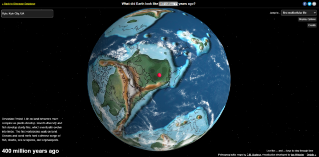 Розташування Києва 400 млн років тому