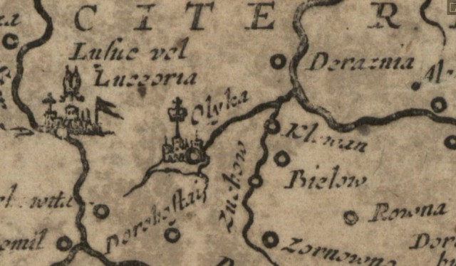 Олика на мапі 1658 р., виданій в Амстердамі