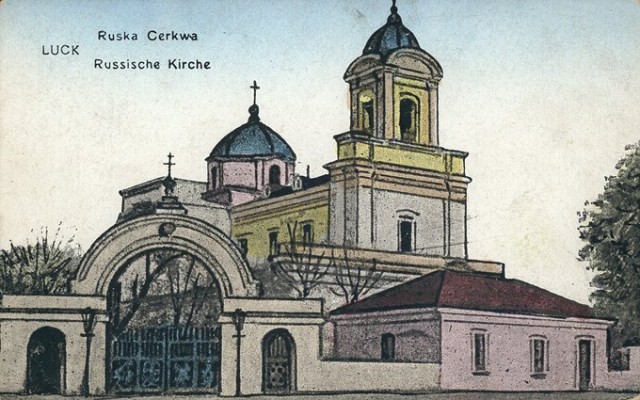 Новий собор на кольоровій поштовій листівці. Зображення з Національної бібліотеки Польщі