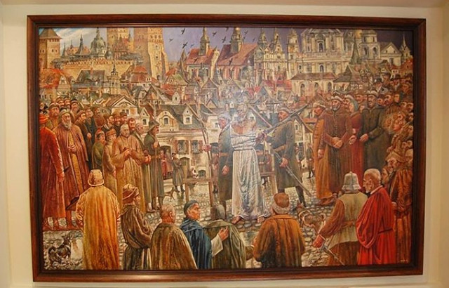 Данила Братковського ведуть на страту. Картина Олександра Дишка з Музею історії Луцького братства