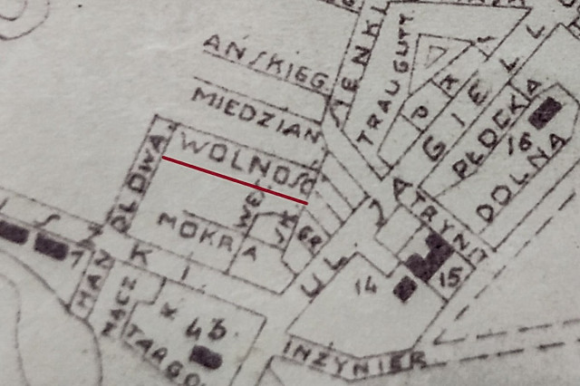 Вулиця Вольності на плані Луцька міжвоєнних часів. З фондів ДАВО.