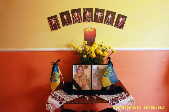 Портрети Олени Созонюк і Дмитра Левчука у школі Обенижів