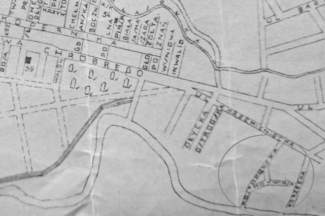 Вулиця Костопільська на польській карті (з фондів ДАВО).