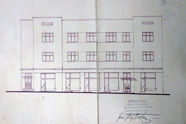 Фасад будинку з вулиці Ягеллонської. Копія з Державного архіву Волинської області