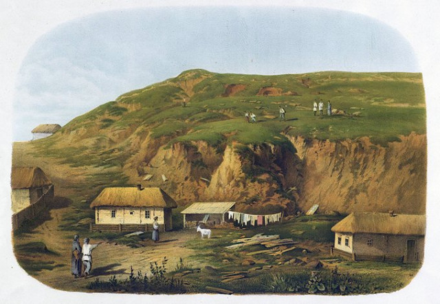 Хрещаті Яри (сучасний ареал вулиць Кривий Вал і Богдана Хмельницького), середина ХІХ століття