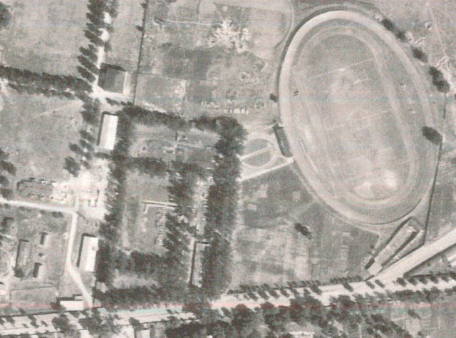 Аерофото стадіону та йорданського саду в Луцьку 1944