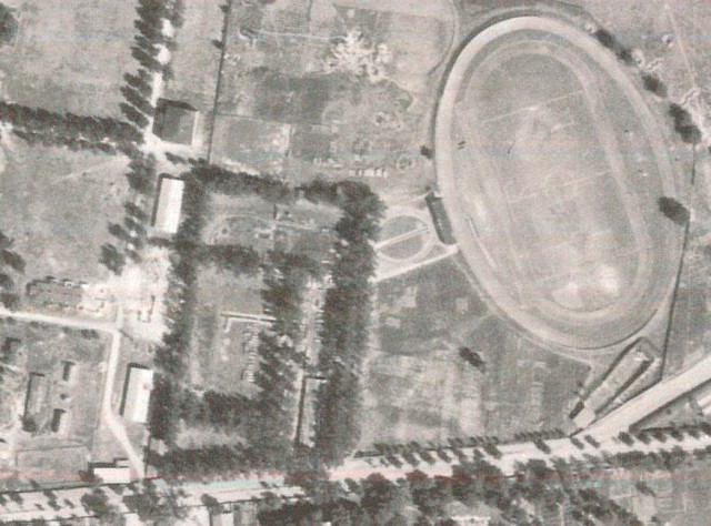 Аерофото стадіону та йорданського саду в Луцьку 1944