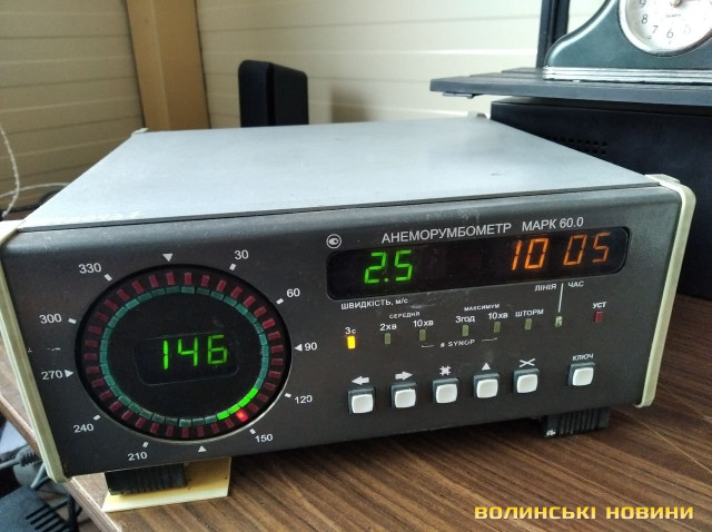 Електронний пристрій для визначення швидкості вітру