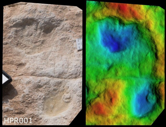 Перший слід людини, виявлений науковцями у Саудівській Аравії, та цифрова модель його рельєфу