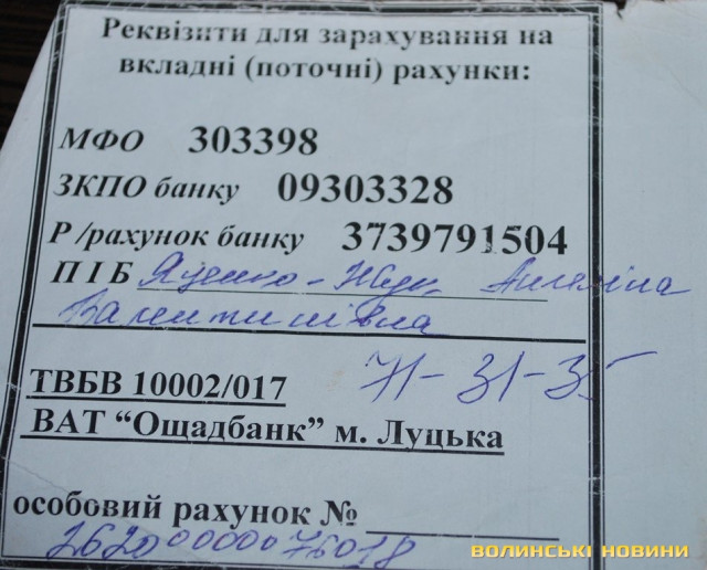 Реквізити для надання допомоги