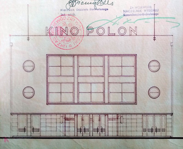Фасад кінотеатру Polon. Копія з Державного архіву Волинської області