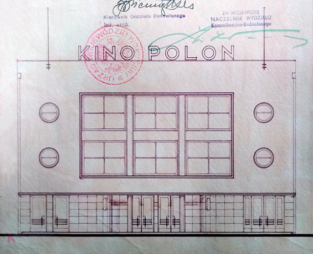 Фасад кінотеатру Polon, який після війни перебудували під Палац культури міста Луцька