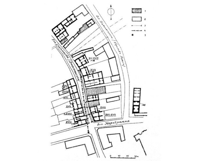 Схема розташування підземель давніх камяниць на вул. Драгоманова