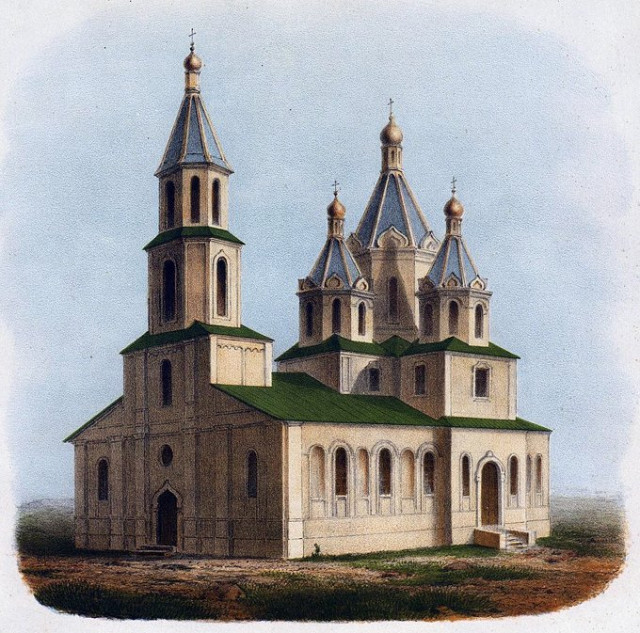 Відхилений проект Юркевича. Літографія Олександра Беггрова з книги «Памятники русской старины в западных губерниях»